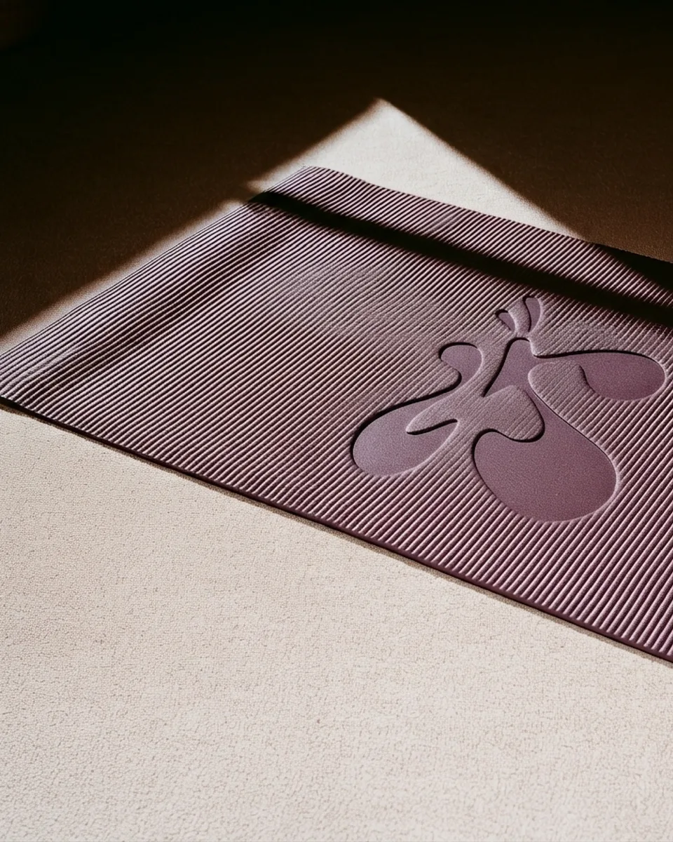 Sandra Kimmig, Markenidentität: Bildmarke als Prägung auf gerilltem Papier in Violett