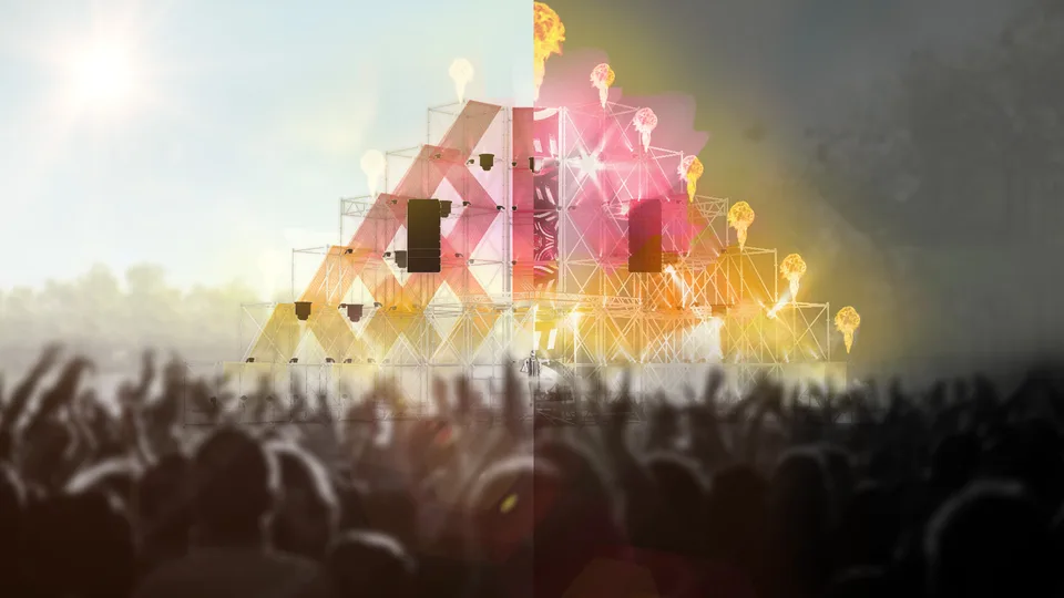 Panama Open Air, Event und Struktur: Visualisierung der Bühne „Heat“ vor jubelnder Menge