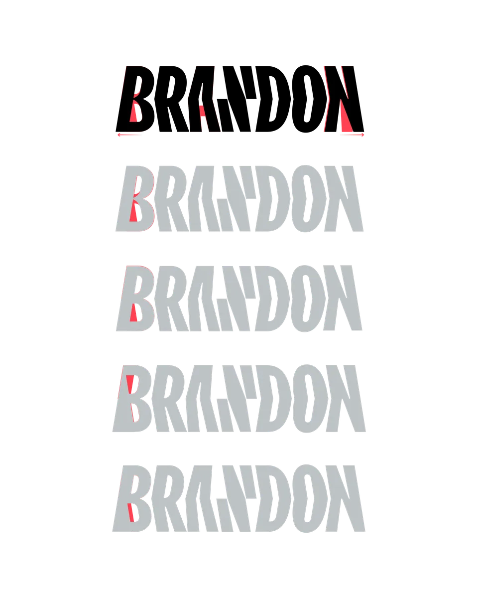 Brandon, Markenidentität: Logo „Brandon“ in vier Varianten untereinander